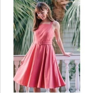 Gal Meets Glam Ruth Fit & Flare Linen Dress in Rosemist 4 Petite